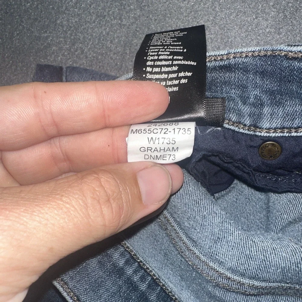 Men's Paige Federal Slim Straight Jeans Graham Dark Blue Size 34 (Measure 34x27)